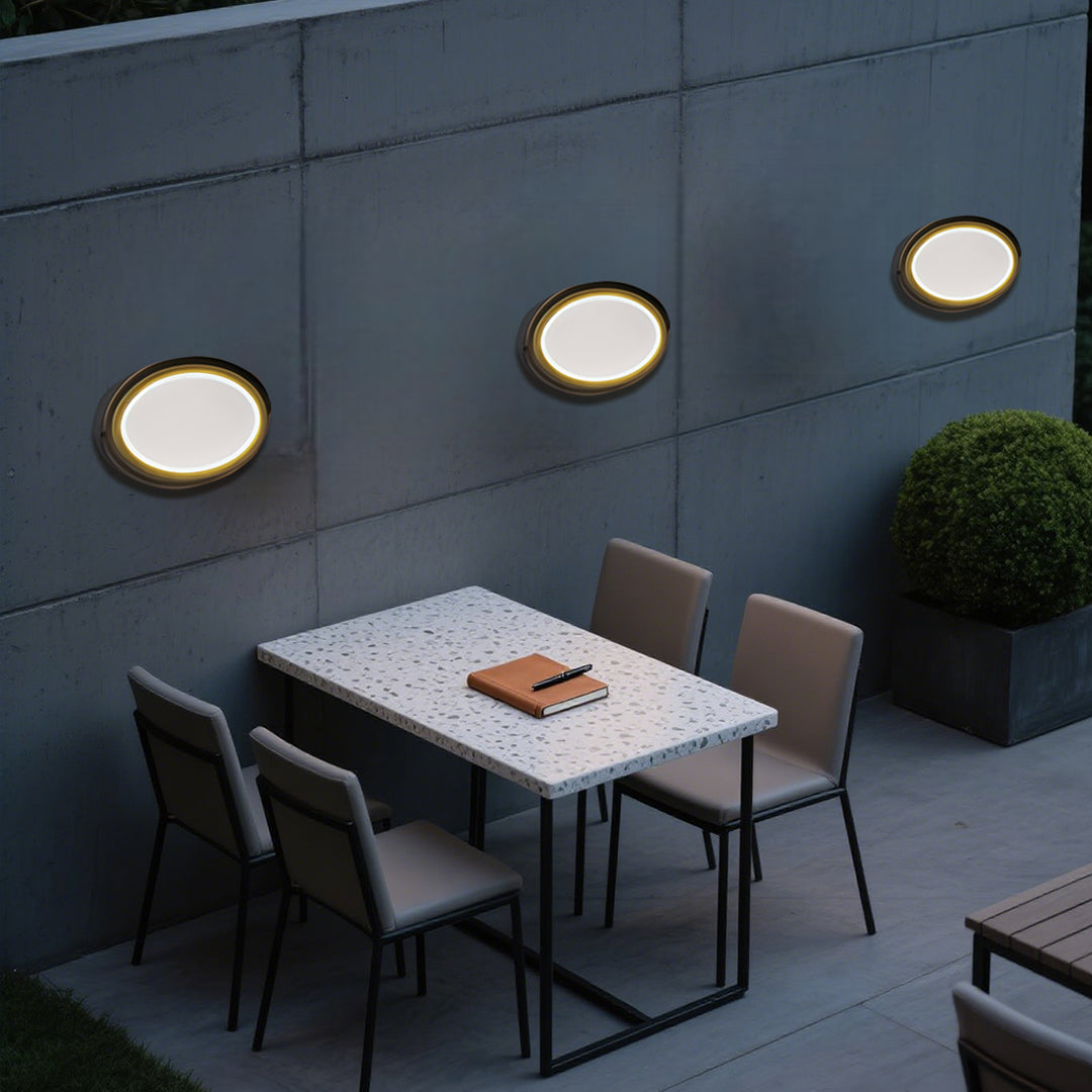 Applique murale Greory ronde ou ovale, LED minimaliste pour espaces extérieurs  