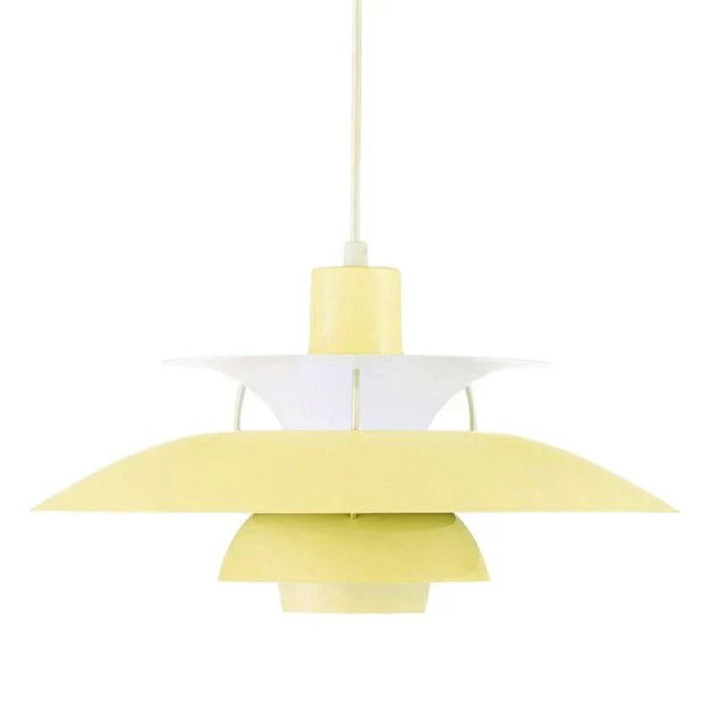 Multicolor Pendant Light With LED Glow, Tiered-Shade Retro Ceiling Lamp