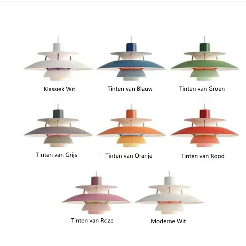 Multicolor Pendant Light With LED Glow, Tiered-Shade Retro Ceiling Lamp
