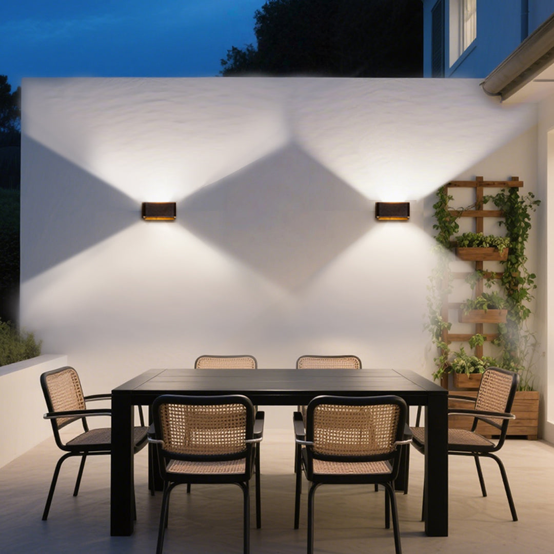 Up And Down Nordic Aluminum Outdoor Wall Light With Glass Shades