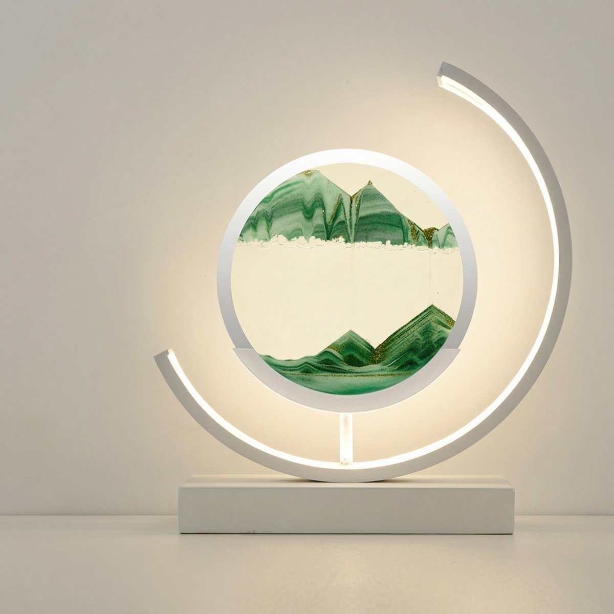 Bordlampe med flytende sandkunst, varm-til-kald berørings-LED, 12 tommer