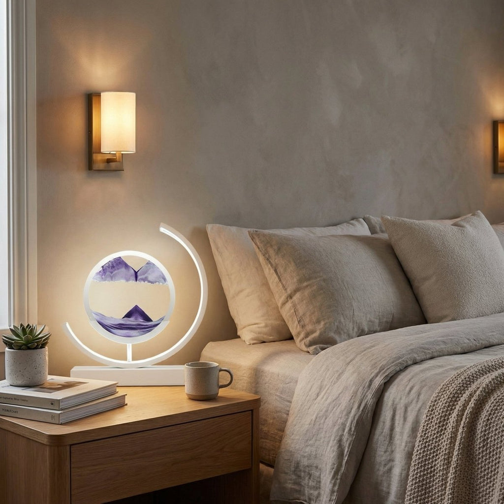Bordlampe med flytende sandkunst, varm-til-kald berørings-LED, 12 tommer