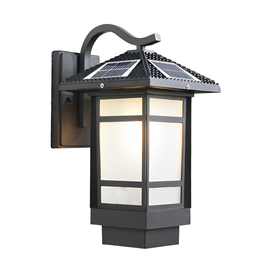 Lampe murale extérieure rétro, abat-jour en verre dépoli avec lumière LED chaude