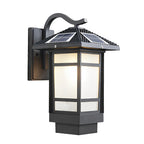 Lampe murale extérieure rétro, abat-jour en verre dépoli avec lumière LED chaude