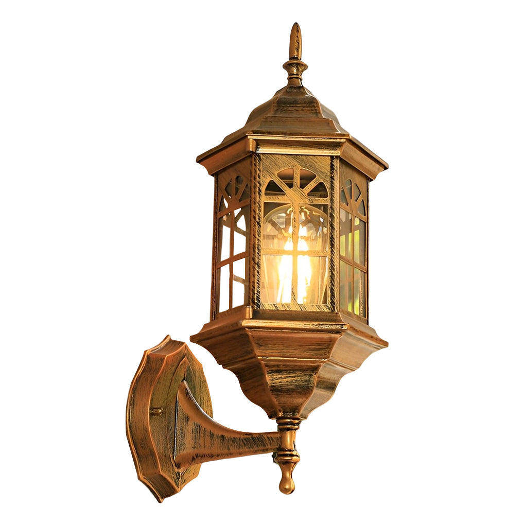 European-Style Outdoor Wall Lamp With Cast Aluminum Body And Glass Shade