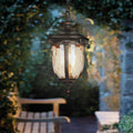 European Style Aluminum Outdoor Chandelier With Textured Glass Shade
