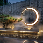 Outdoor Wall Light, Circular Moon Design In Stainless Steel