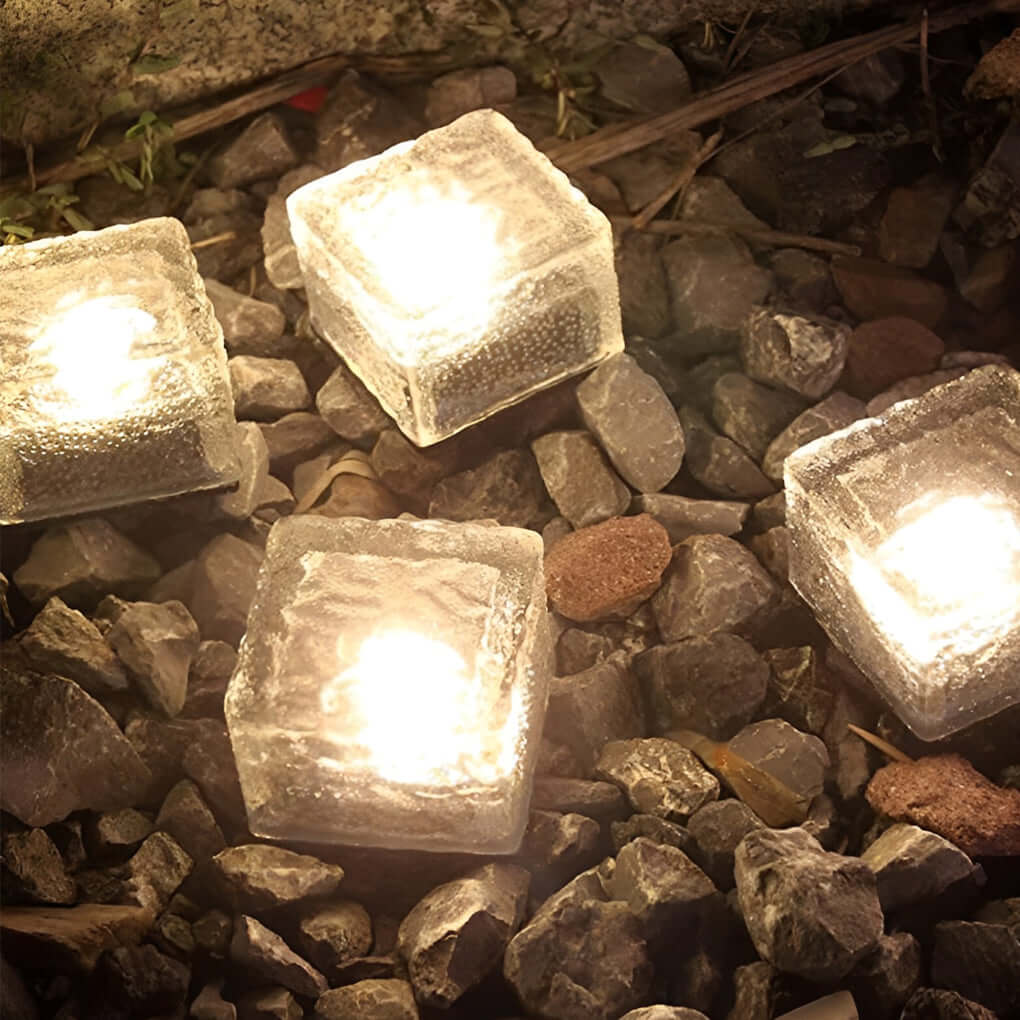 Maglene Solar Ice Cube Step Lights, Colorful Crystal-Glass Design