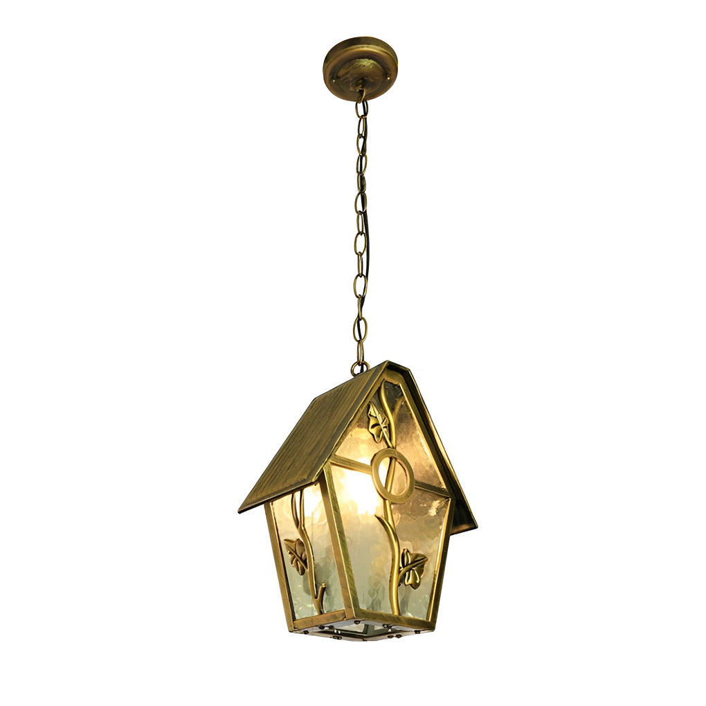 Bronze Die-Cast Aluminum Outdoor Chandelier With Glass Shade