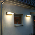 Solcelle utendørs vegglampe, aluminiumdesign med LED fra skumring til daggry