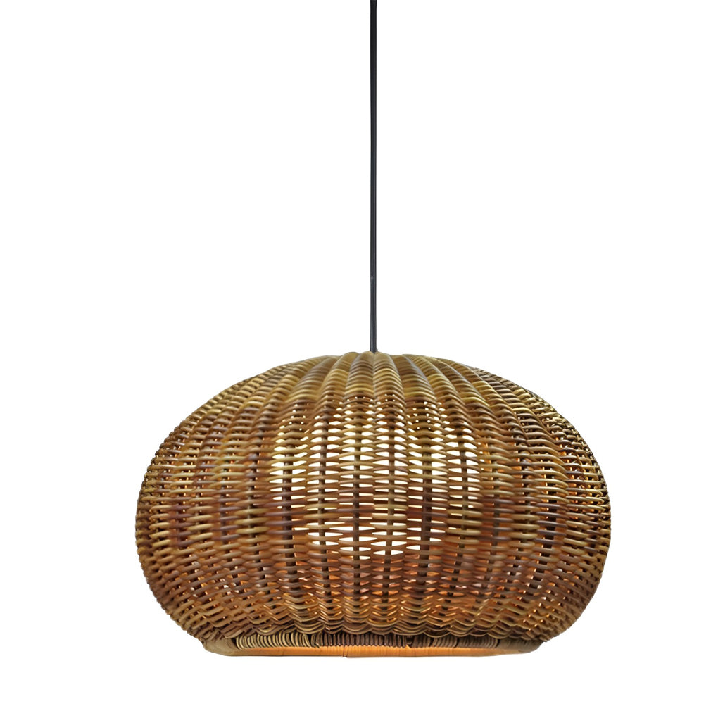 Woven Rattan Wall Lamp For Outdoor Spaces With Lantern-Style Shade