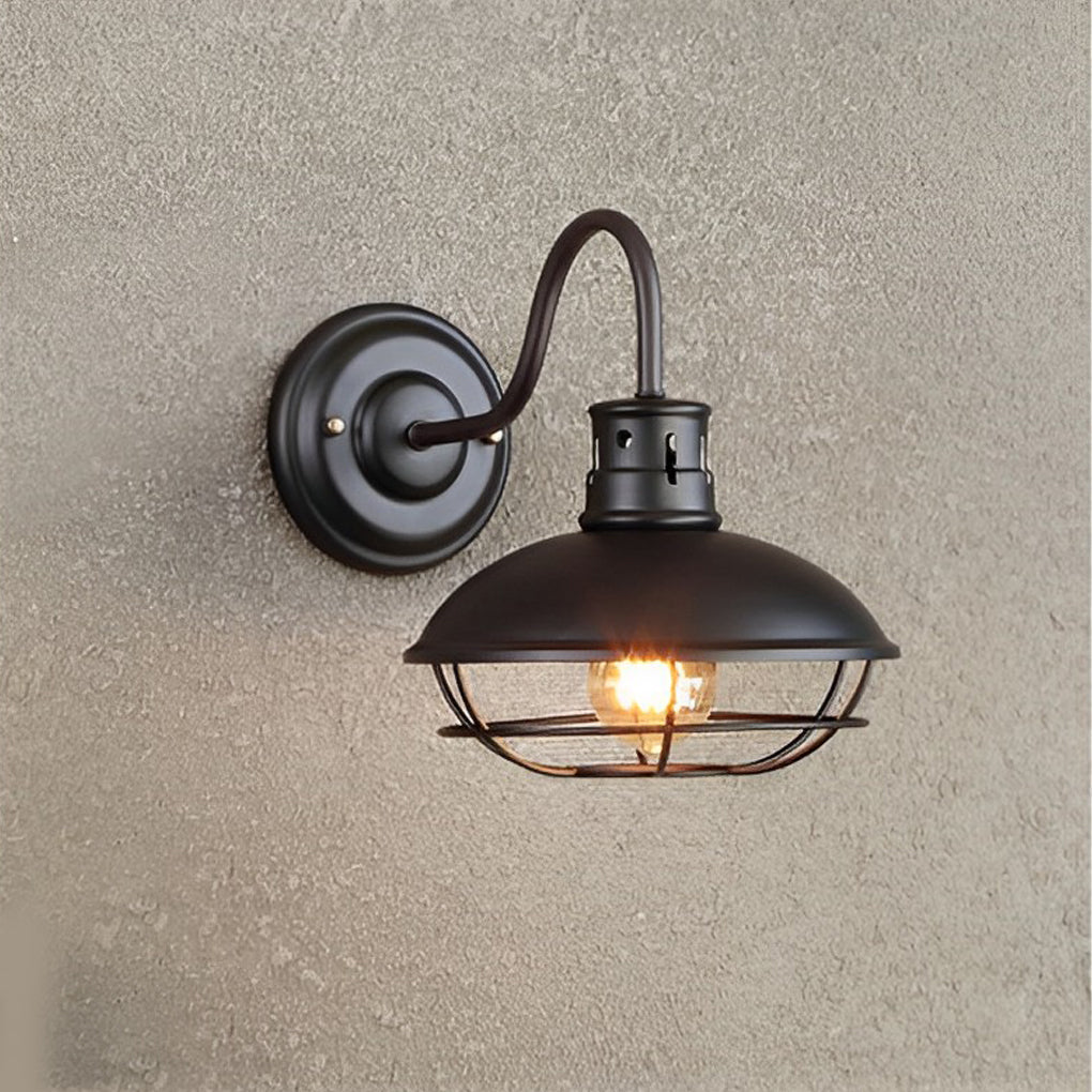 Fan-Shaped Iron Outdoor Wall Light, Industrial LED Sconce
