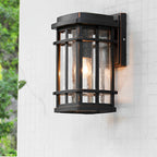 Bubble Glass Wall Light, Thea Retro Black Outdoor Aluminum Sconce
