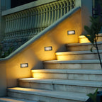 Quine Recessed Stair Light, Rectangular Stainless Steel Grille