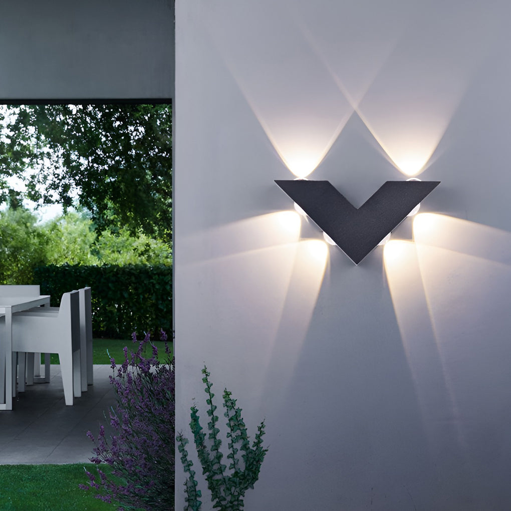Washer-Style Aluminum Wall Light, V-Shaped Warm LED Beam, IP65 Rated