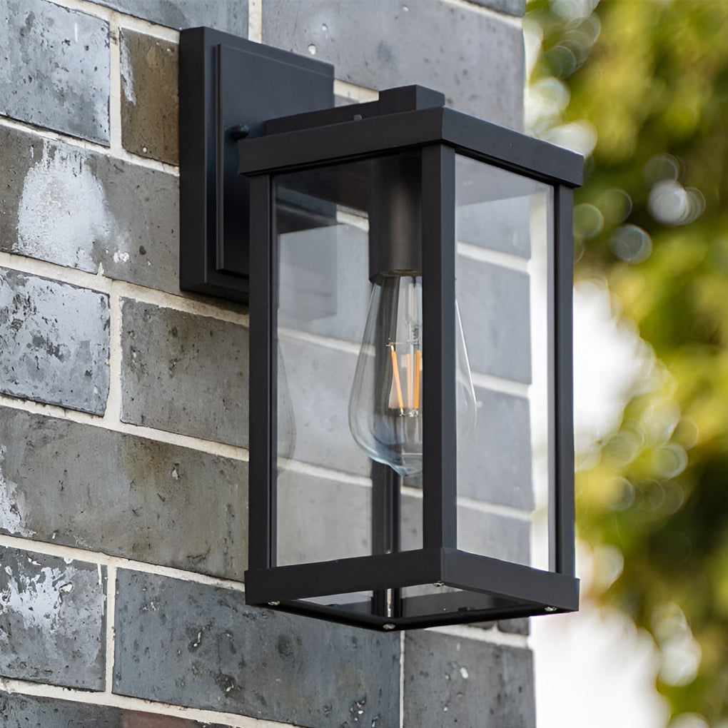 Amer rektangulært glas udendørs væglampe i vejrbestandigt aluminium