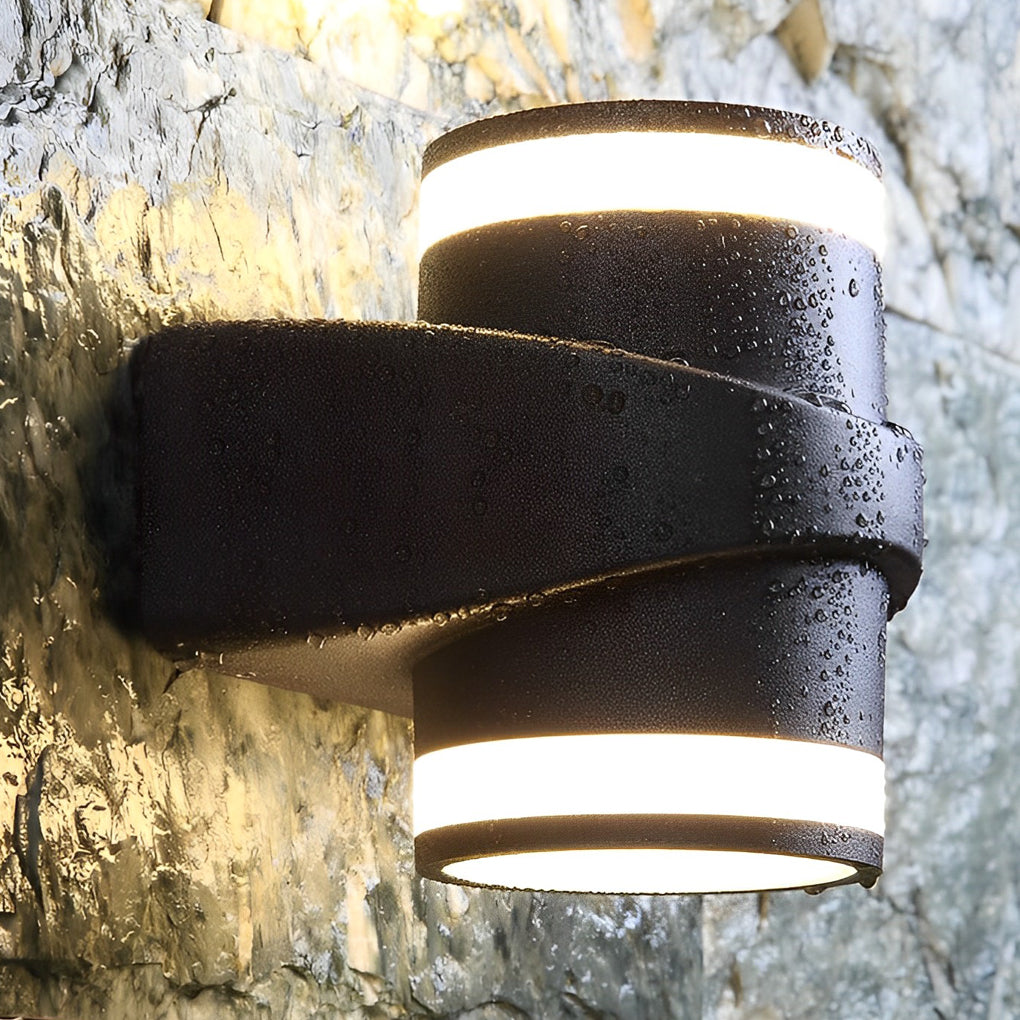 Rund udendørs vægvaske LED-lys i aluminium, sort finish