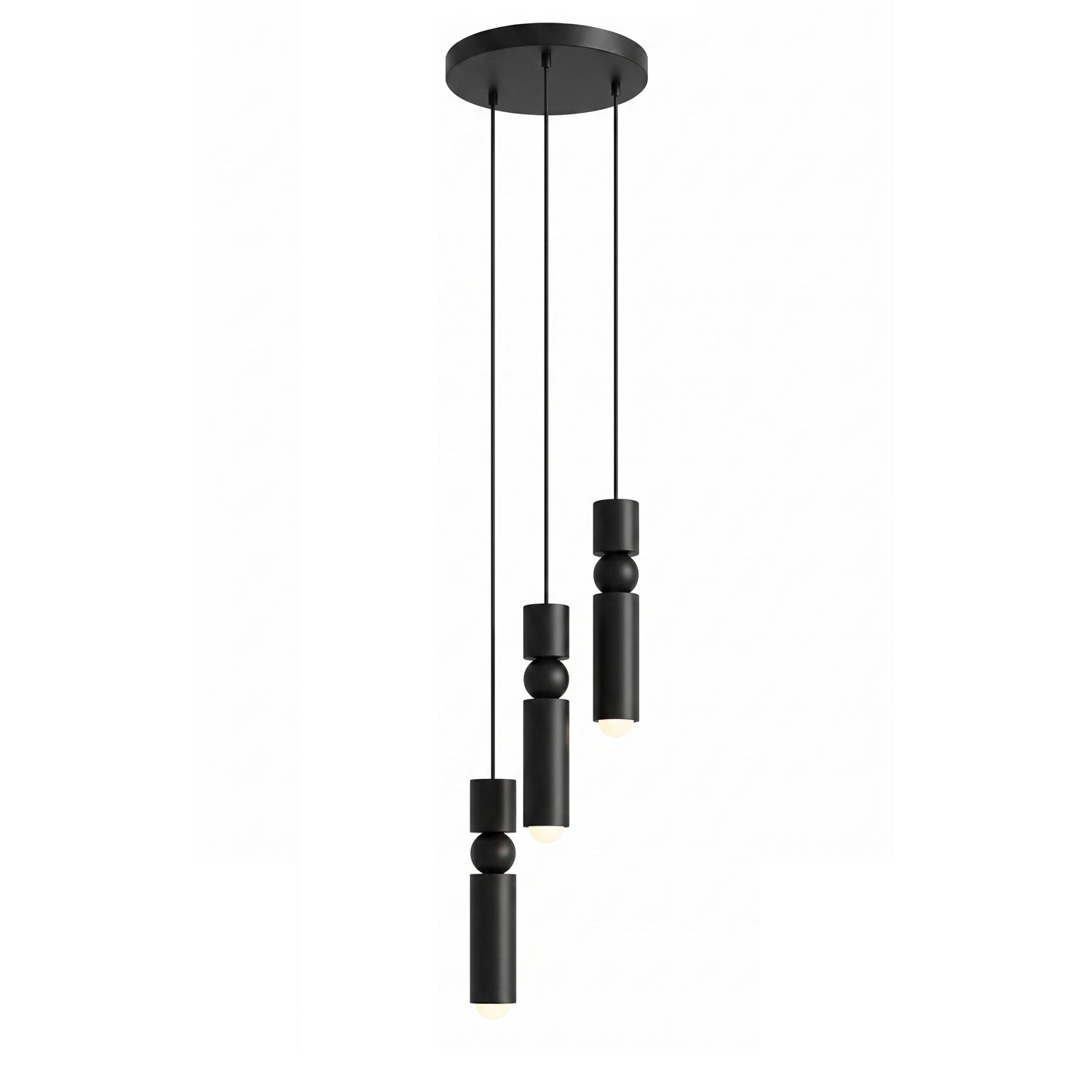 Pendant Light, Geometric Cylinder Cluster, E27, Black, Chrome or Gold