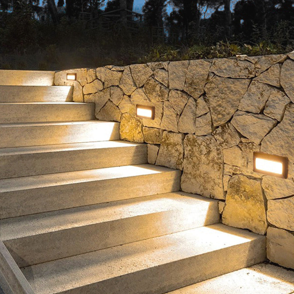 Klassiske LED-udendørs trinlys, sandgråt aluminium, IP65