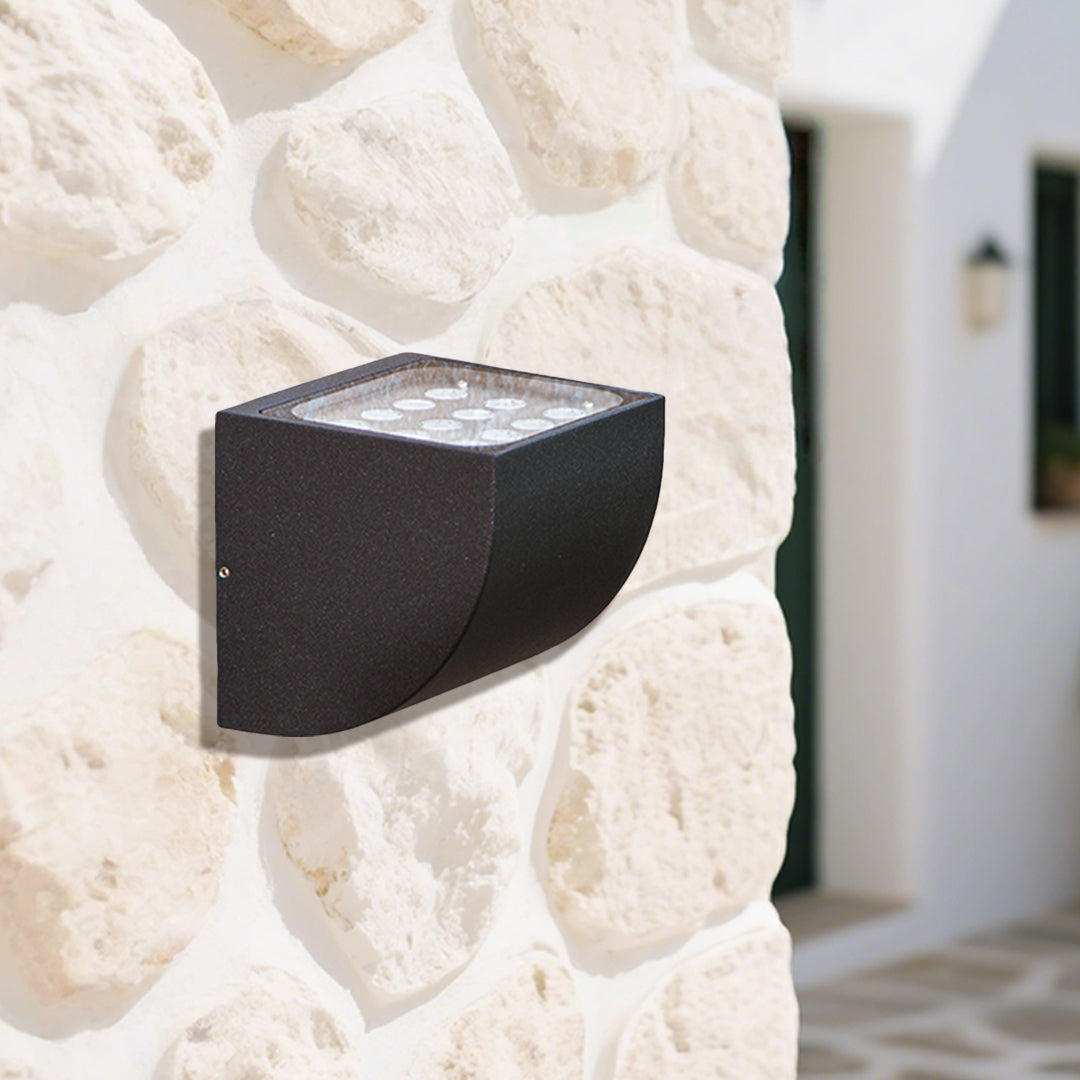Luz de Parede Exterior em Vidro Industrial, Alumínio Preto Minimalista