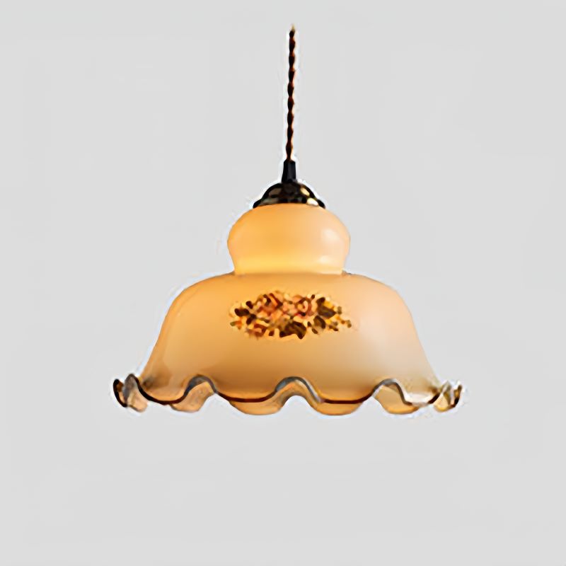 Glas-Pendelleuchte in Blumenform, weißer Kuppelschirm, E26-Leuchtmittel, Arbeits- und Wohnzimmer