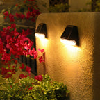 Solar Dusk-to-Dawn Step Lights, Weatherproof Black PVC Set Of 4