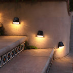 Solar Dusk-to-Dawn Step Lights, Weatherproof Black PVC Set Of 4