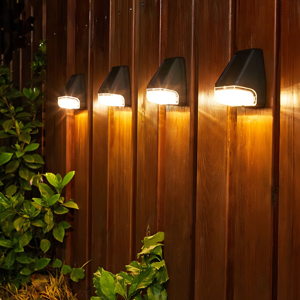 Solar Dusk-to-Dawn Step Lights, Weatherproof Black PVC Set Of 4