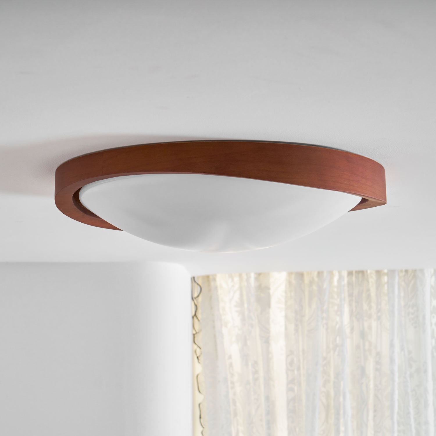 Ceiling Light, Walnut Curved Edge, Flush Mount, Integrated LED, Dimmable