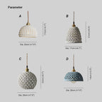 Ceramic Dome Pendant Light, Metal Frame, White or Blue, Kitchen Island Ready
