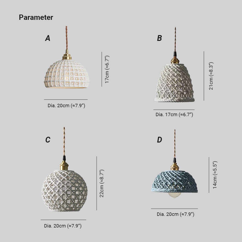Ceramic Dome Pendant Light, Metal Frame, White or Blue, Kitchen Island Ready