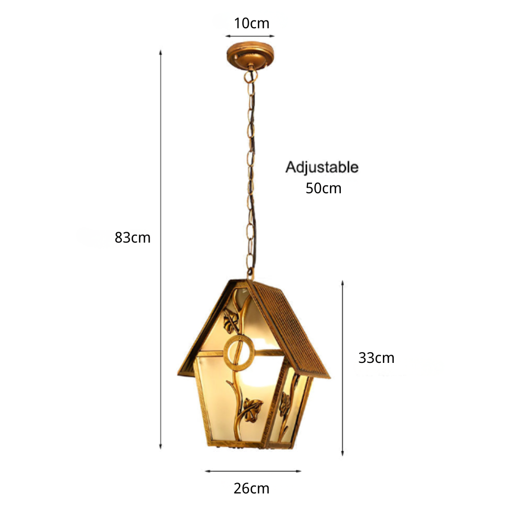 Bronze Die-Cast Aluminum Outdoor Chandelier With Glass Shade