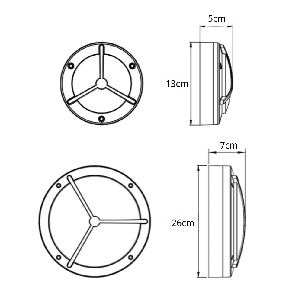 Trisection stjernedesign rund udendørs væglampe, minimalistisk sort