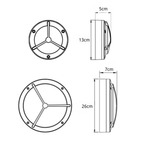 Trisection stjernedesign rund udendørs væglampe, minimalistisk sort
