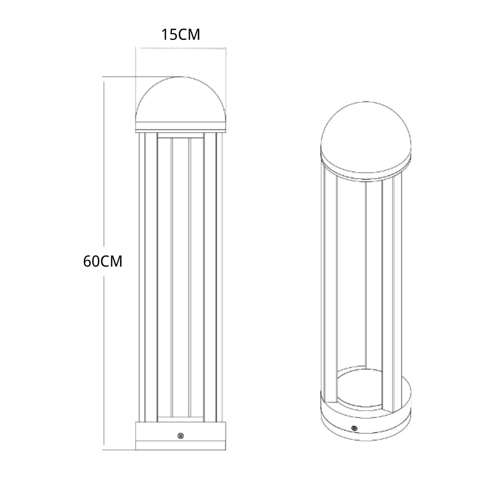 60cm Sand-Gray Aluminum Garden Pole Light, Modern Minimalist LED