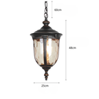 European Style Aluminum Outdoor Chandelier With Textured Glass Shade