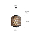 Lustre d'extérieur en rotin et fer, design rustique moderne tressé à la main
