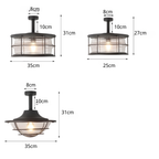 Iron And Glass Flush Mount Ceiling Light For Balcony, Sunroom