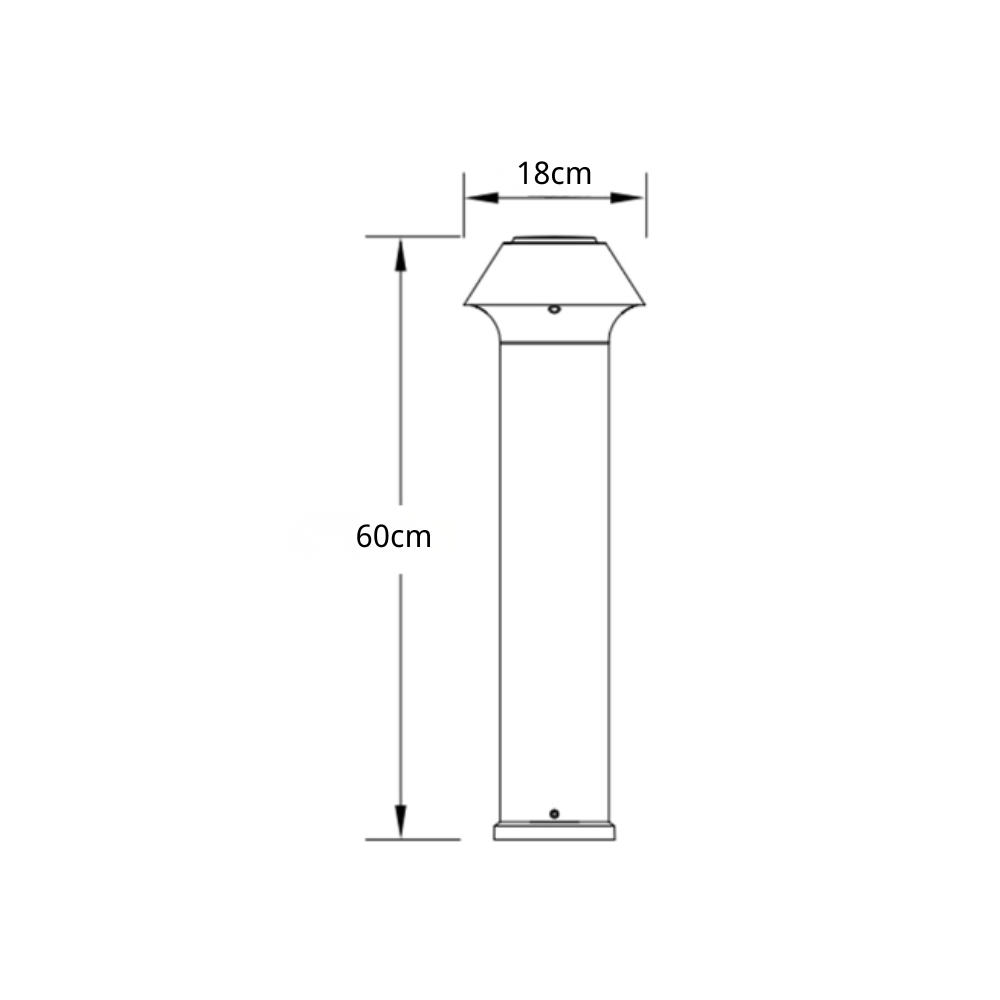 Matte Black Aluminum Bollard Light, Dome-Top Modern Garden Lamp