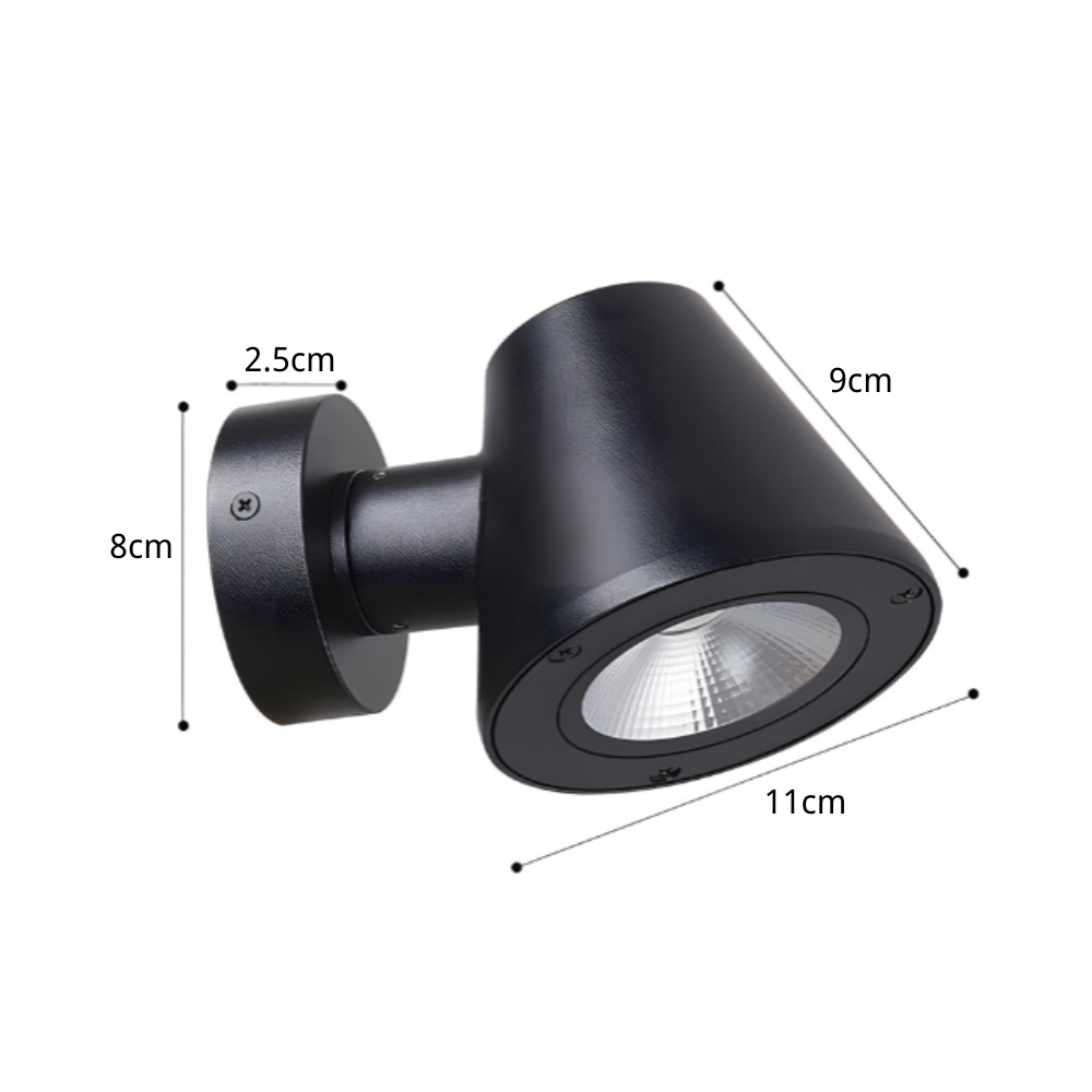 Wyman aluminium LED utendørs veggspotlight, langtrekkende stråle