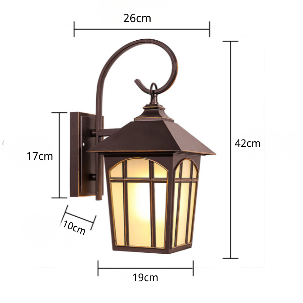 Iron Outdoor Wall Light With Clear Glass Shade, Retro Industrial Design