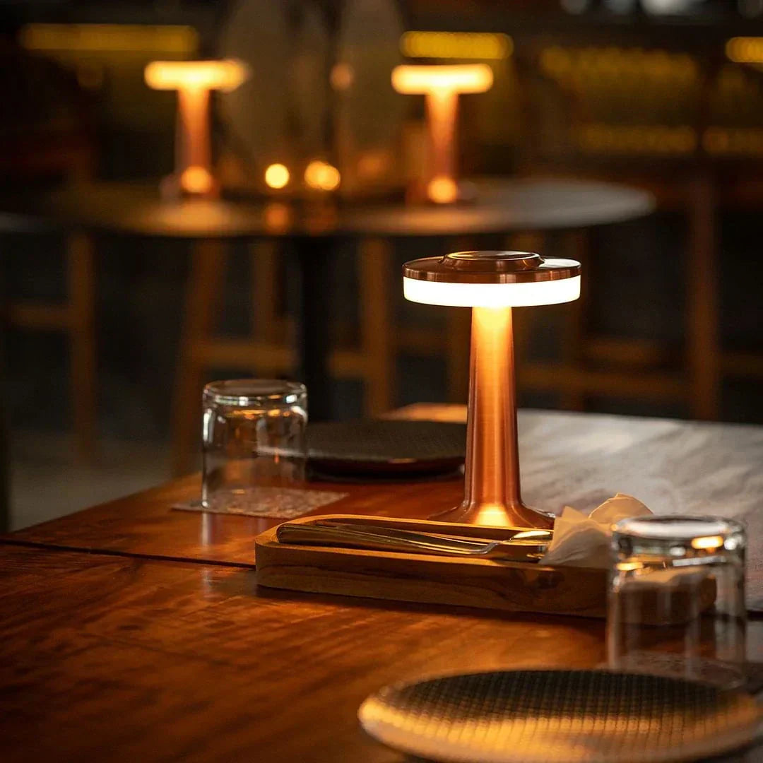 Wireless Table Lamp, Retro Bar Design, Dimmable USB-C LED