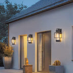 Vintage Wrought Iron Outdoor Wall Sconce, Black Matte, Warm LED Glow