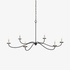 An illustrated silhouette of this Clérachic chandelier in black, its six curved arms shown without lampshades.