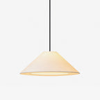 This Clérachic pendant shows its beige fabric cone shade and adjustable cord against a plain backdrop.