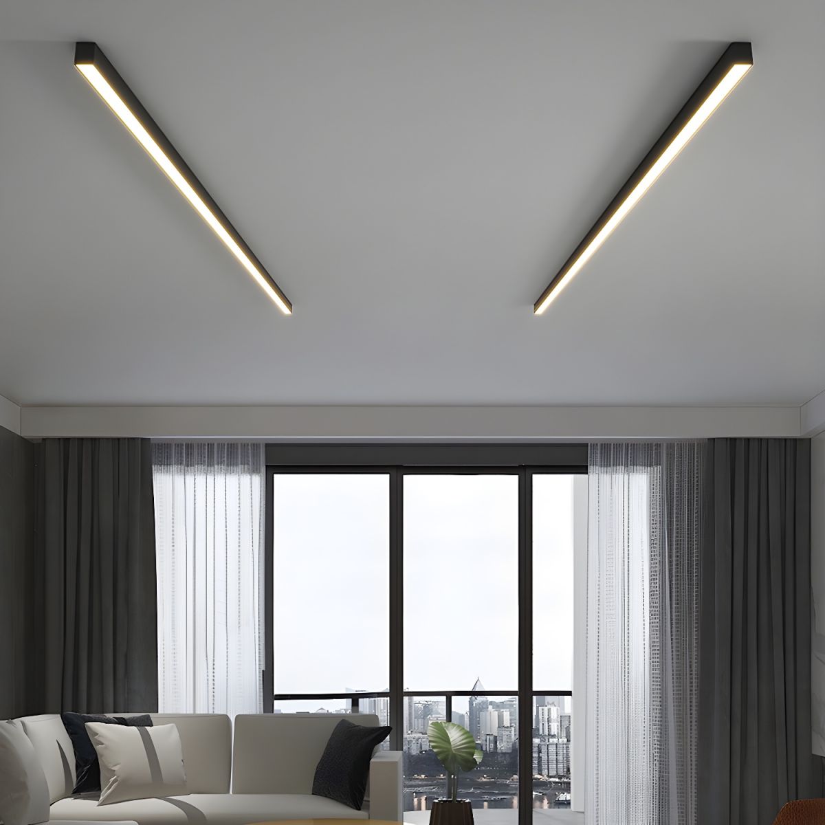 Loftlampe, lineær LED-stribe, 48-tommer indbygget, akryl diffuser