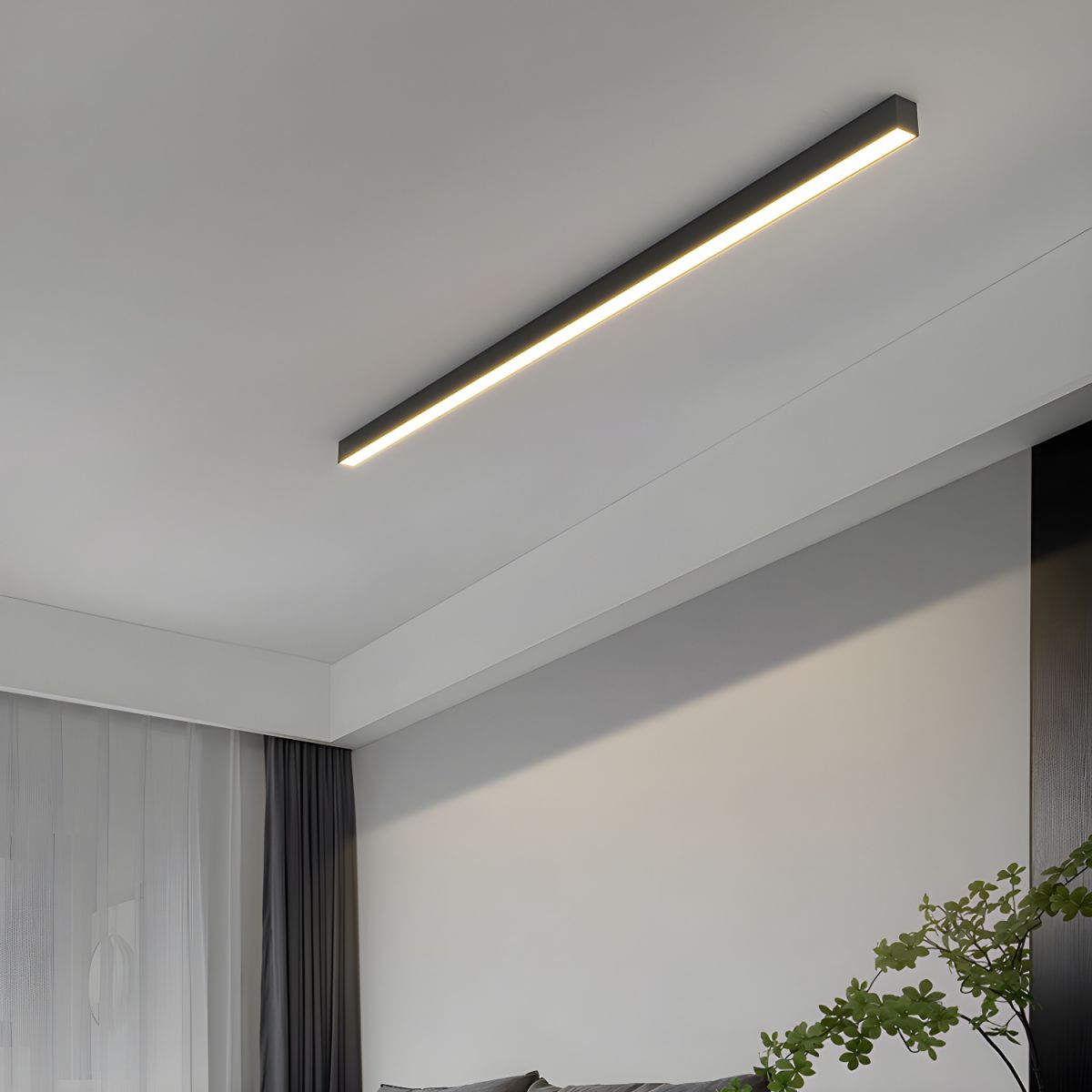 Loftlampe, lineær LED-stribe, 48-tommer indbygget, akryl diffuser