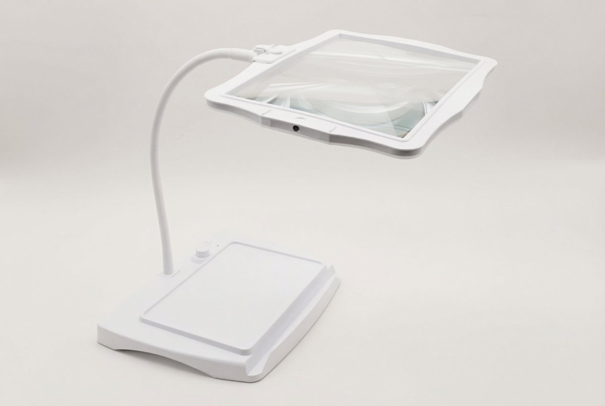 48-LED Magnifier Desk Lamp, Gooseneck Arm, 3X Glass Lens, USB-C Rechargeable