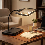 48-LED Magnifier Desk Lamp, Gooseneck Arm, 3X Glass Lens, USB-C Rechargeable