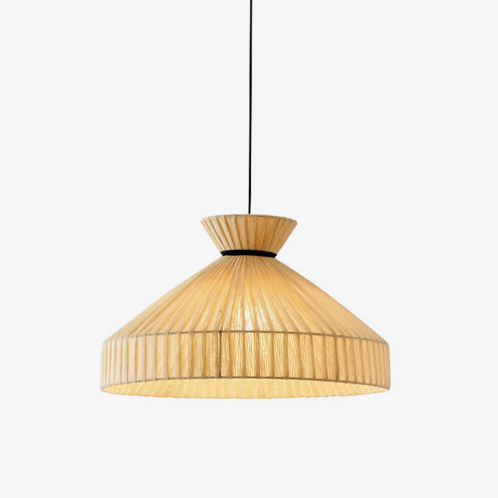 Product view of this Clérachic pendant, its flared collar and fluted jute cone shown against a plain background.